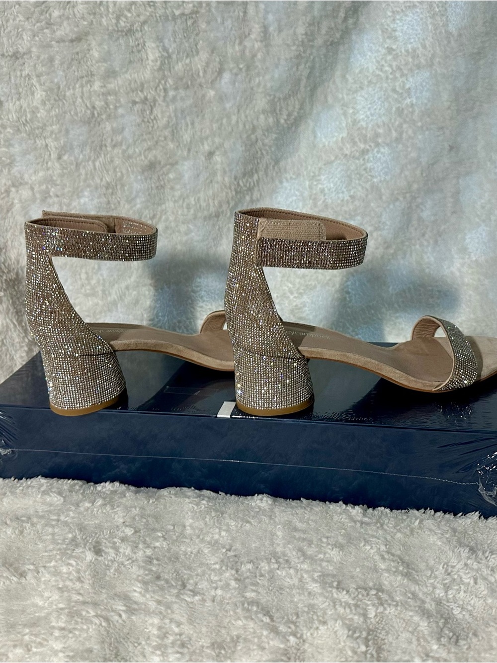 Jeffrey Campbell Embellished Ankle Strap Block Heel Sandals - Champagne